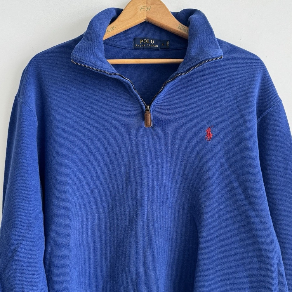 Polo Ralph Lauren Mens BLUE 1/4 Zip Pullover Sweatshirt Size‎ Large Preppy